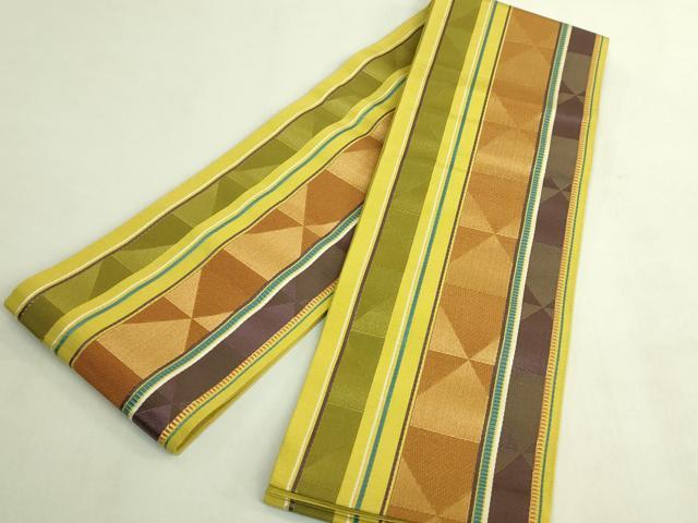 平和屋着物●極上　本場筑前博多織　半幅帯　間道　逸品　DZAB9627kh6