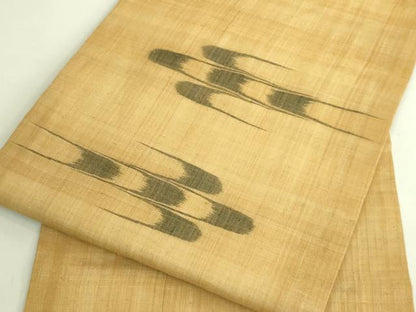 平和屋本店＊極上　夏物　芭蕉布　手積み芭蕉糸100％　九寸名古屋帯　絣絵　逸品　DZAB9630kh6