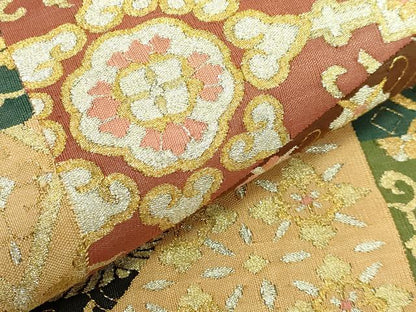 平和屋本店●最高級　明綴れ　全通柄袋帯　切嵌花鳥文　金銀糸　逸品　DZAB9640kh6