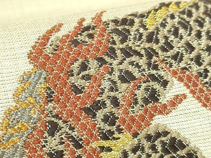 平和屋着物●極上　太鼓柄袋帯　スリーシーズン帯　唐織　龍　金銀糸　上代35万　反端付き　逸品　DZAB9642kh6