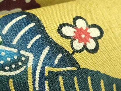 平和屋着物●極上　本場琉球紅型　九寸名古屋帯　紬地　芭蕉花文　逸品　DZAB9645kh6