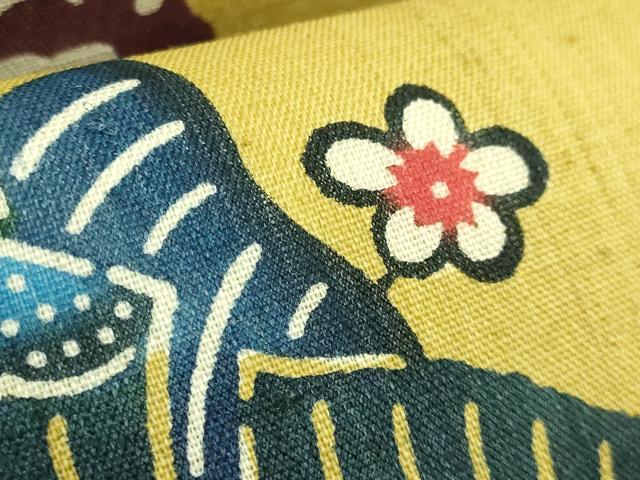 平和屋着物●極上　本場琉球紅型　九寸名古屋帯　紬地　芭蕉花文　逸品　DZAB9645kh6