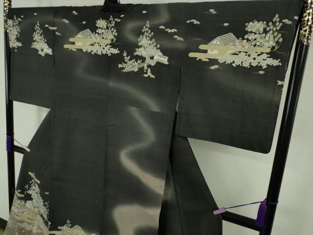平和屋本店●極上　染織の名門　しょうざん  生紬　訪問着　エ霞人物風景　暈し染め　逸品　未使用　DZAB9651kh6