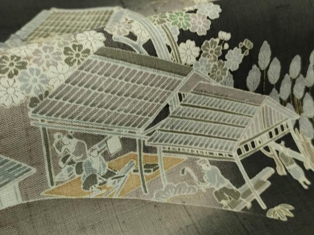 平和屋本店●極上　染織の名門　しょうざん  生紬　訪問着　エ霞人物風景　暈し染め　逸品　未使用　DZAB9651kh6