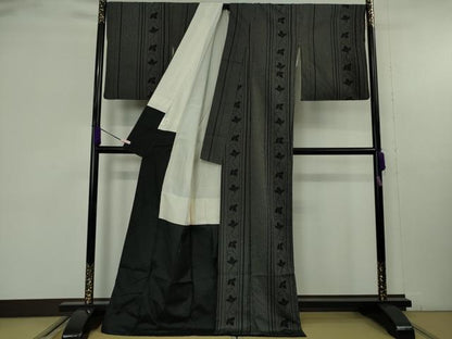 平和屋着物●極上　本塩沢　唐草間道　逸品　DZAB9653kh6