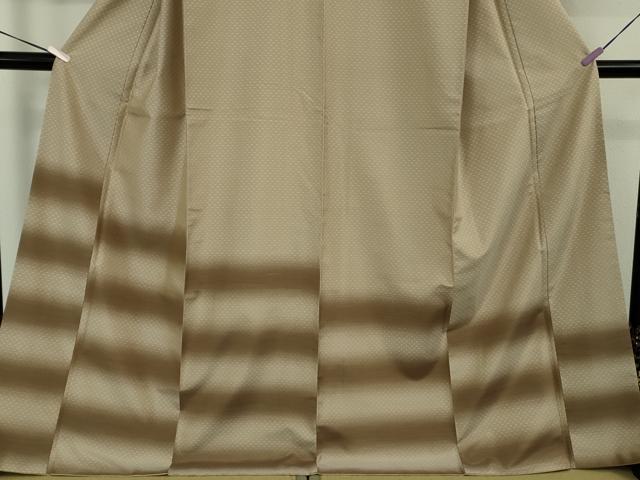 平和屋着物●極上　花織　訪問着　お召地　横段文　空五倍子色地　ロング丈　逸品　DZAB9654kh6