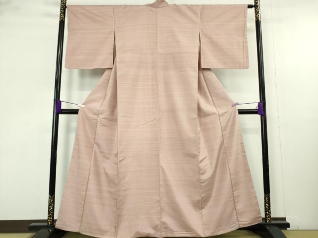 平和屋着物●極上　紅花紬　米沢　色無地　水柿色　逸品　DZAB9655kh6