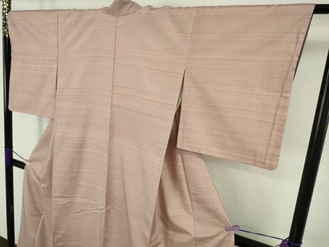平和屋着物●極上　紅花紬　米沢　色無地　水柿色　逸品　DZAB9655kh6