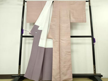 平和屋着物●極上　紅花紬　米沢　色無地　水柿色　逸品　DZAB9655kh6