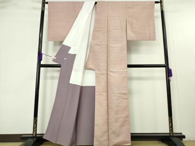 平和屋着物●極上　紅花紬　米沢　色無地　水柿色　逸品　DZAB9655kh6