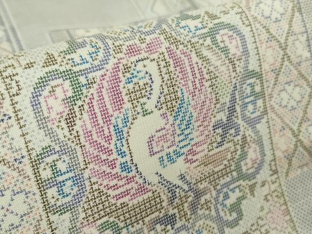 平和屋着物●極上　本場大島紬　白大島　9マルキ　短冊鳳凰花文　逸品　未使用　DZAB9662kh6