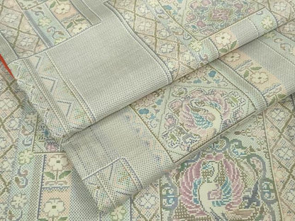 平和屋着物●極上　本場大島紬　白大島　9マルキ　短冊鳳凰花文　逸品　未使用　DZAB9662kh6