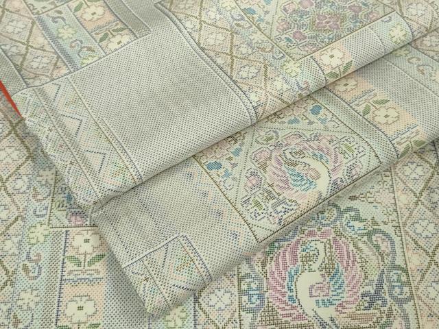 平和屋着物●極上　本場大島紬　白大島　9マルキ　短冊鳳凰花文　逸品　未使用　DZAB9662kh6