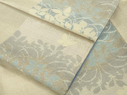 平和屋着物●極上　本場大島紬　白大島　7マルキ　舞蝶草葉シルエット　逸品　未使用　DZAB9663kh6