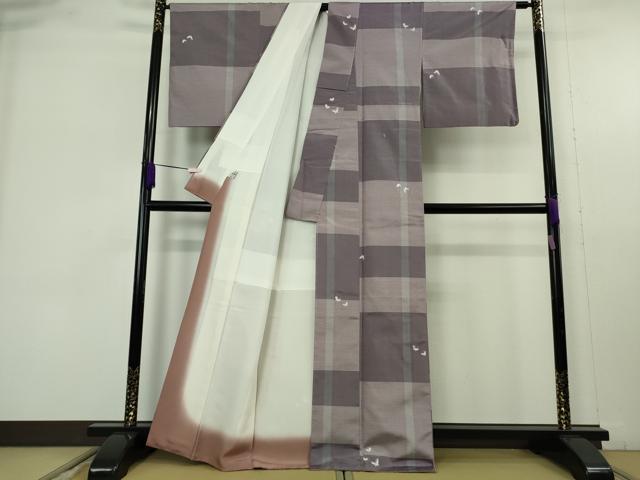 平和屋着物●極上　小紋　紬地　刺繍　舞蝶文　京都きもの友禅扱い　逸品　DZAB9668kh6