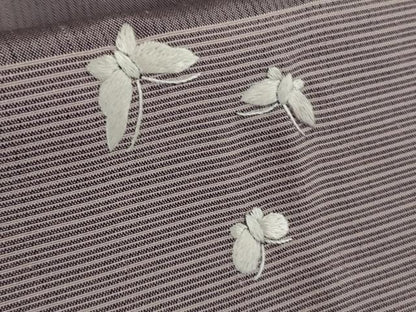 平和屋着物●極上　小紋　紬地　刺繍　舞蝶文　京都きもの友禅扱い　逸品　DZAB9668kh6