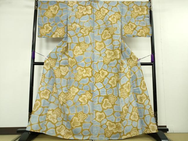 平和屋着物∴極上　夏物　浴衣　有松鳴海絞り　舞葉文　綿　逸品　DZAB9669kh6
