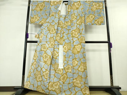 平和屋着物∴極上　夏物　浴衣　有松鳴海絞り　舞葉文　綿　逸品　DZAB9669kh6