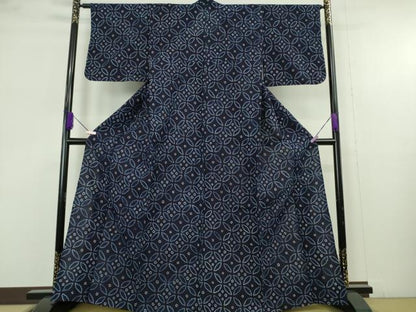 平和屋着物∴極上　夏物　浴衣　有松鳴海絞り　七宝文　綿　逸品　DZAB9670kh6