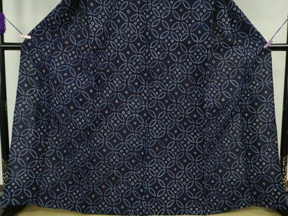 平和屋着物∴極上　夏物　浴衣　有松鳴海絞り　七宝文　綿　逸品　DZAB9670kh6