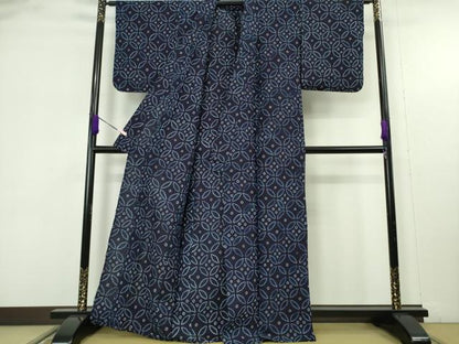 平和屋着物∴極上　夏物　浴衣　有松鳴海絞り　七宝文　綿　逸品　DZAB9670kh6