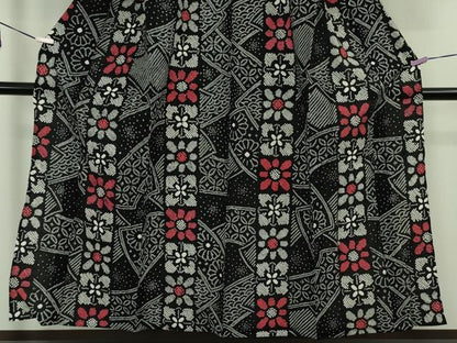 平和屋着物∴極上　夏物　浴衣　有松鳴海絞り　花間道　黒地　綿　逸品　DZAB9671kh6