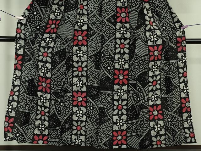 平和屋着物∴極上　夏物　浴衣　有松鳴海絞り　花間道　黒地　綿　逸品　DZAB9671kh6
