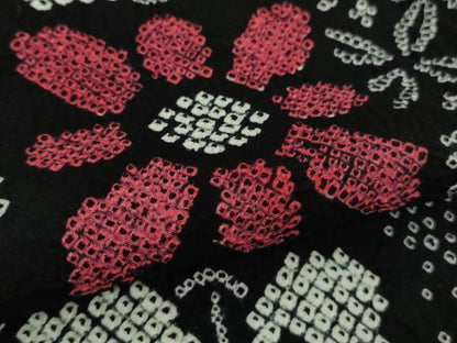 平和屋着物∴極上　夏物　浴衣　有松鳴海絞り　花間道　黒地　綿　逸品　DZAB9671kh6