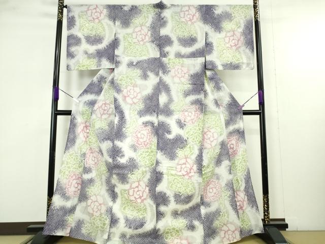 平和屋着物∴極上　夏物　浴衣　有松鳴海絞り　薔薇　バラ　綿　逸品　DZAB9674kh6