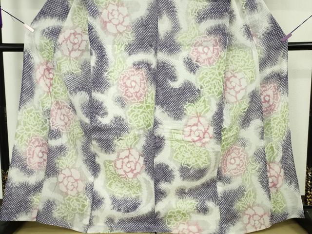 平和屋着物∴極上　夏物　浴衣　有松鳴海絞り　薔薇　バラ　綿　逸品　DZAB9674kh6
