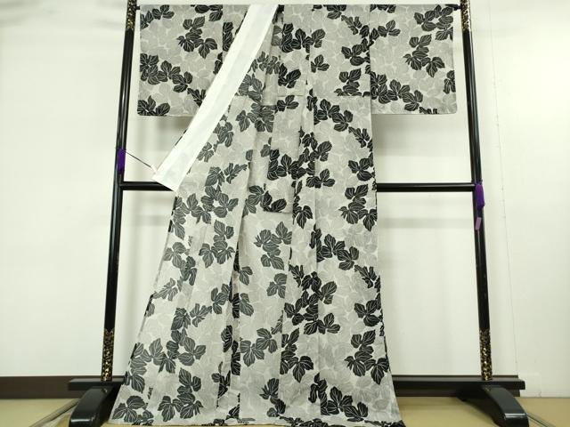 平和屋着物∴極上　夏物　小紋・浴衣兼用　葉尽くし　洗える着物　ロング丈　逸品　未使用　DZAB9684kh6