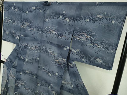 平和屋着物∴極上　夏物　岡重謹製　OKAJIMA　小紋・浴衣兼用　露芝花文　綿　逸品　DZAB9685kh6