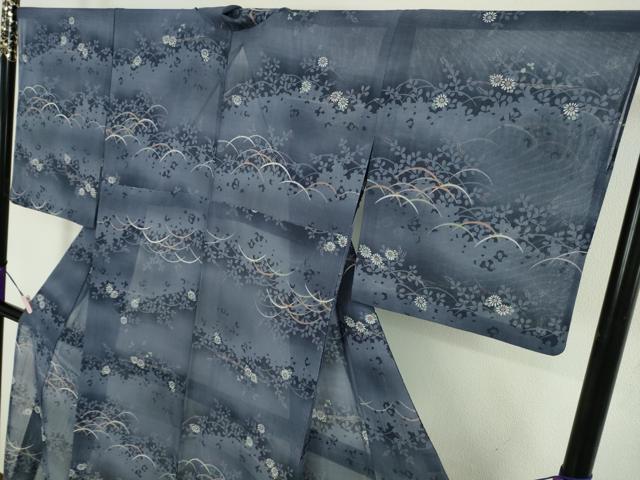 平和屋着物∴極上　夏物　岡重謹製　OKAJIMA　小紋・浴衣兼用　露芝花文　綿　逸品　DZAB9685kh6