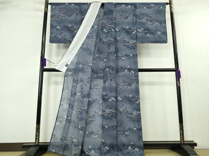 平和屋着物∴極上　夏物　岡重謹製　OKAJIMA　小紋・浴衣兼用　露芝花文　綿　逸品　DZAB9685kh6