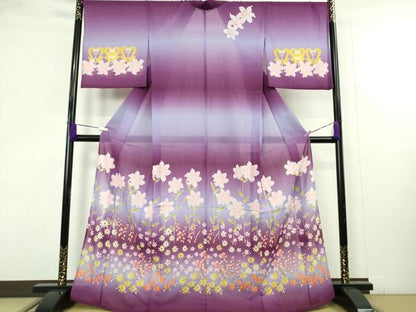 平和屋着物∴極上　夏物　訪問着　浴衣　枝花文　暈し染め　洗える着物　逸品　DZAB9688kh6