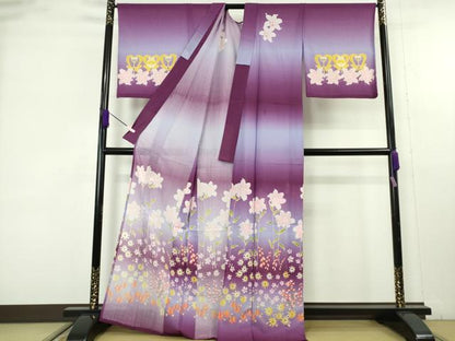平和屋着物∴極上　夏物　訪問着　浴衣　枝花文　暈し染め　洗える着物　逸品　DZAB9688kh6
