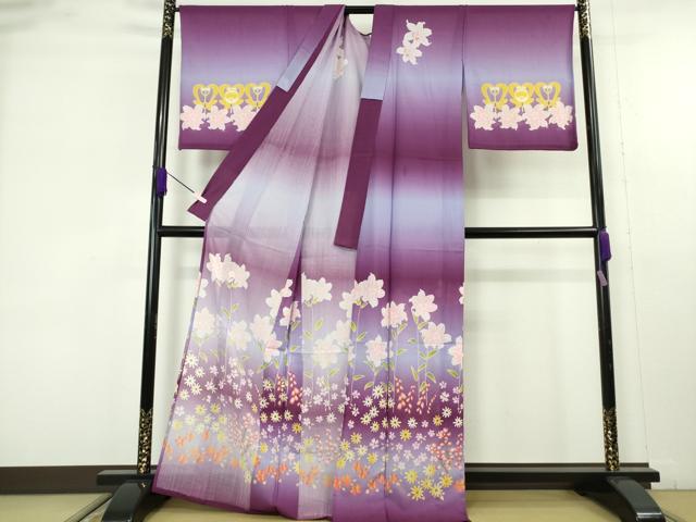 平和屋着物∴極上　夏物　訪問着　浴衣　枝花文　暈し染め　洗える着物　逸品　DZAB9688kh6