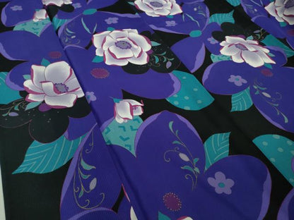 平和屋着物∴極上　夏物　ANNASUI　浴衣　紅梅織　舞花文　黒地　洗える着物　逸品　DZAB9689kh6