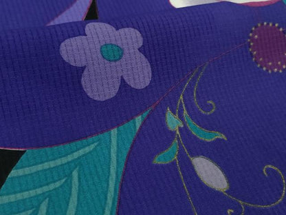 平和屋着物∴極上　夏物　ANNASUI　浴衣　紅梅織　舞花文　黒地　洗える着物　逸品　DZAB9689kh6