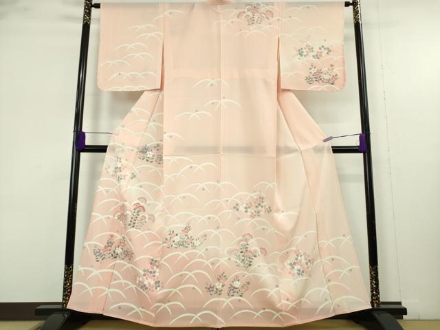 平和屋着物＊極上　夏物　訪問着　絽　刺繍　秋草　露芝文　洗柿色地　暈し染め　銀彩　逸品　未使用　DZAB9696kh6