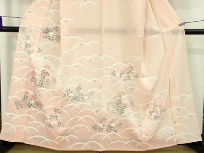 平和屋着物＊極上　夏物　訪問着　絽　刺繍　秋草　露芝文　洗柿色地　暈し染め　銀彩　逸品　未使用　DZAB9696kh6