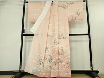 平和屋着物＊極上　夏物　訪問着　絽　刺繍　秋草　露芝文　洗柿色地　暈し染め　銀彩　逸品　未使用　DZAB9696kh6