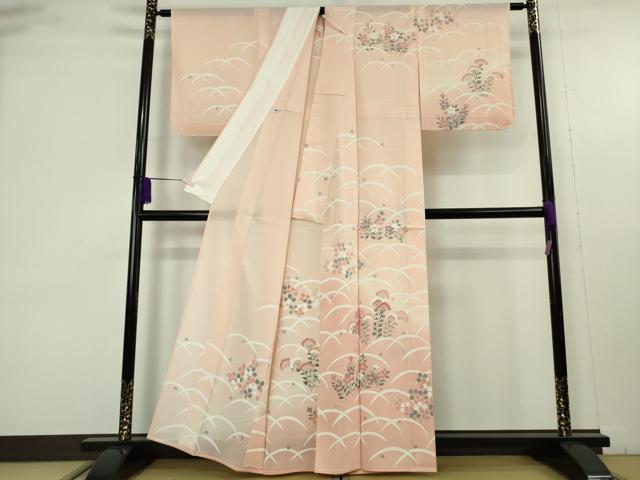 平和屋着物＊極上　夏物　訪問着　絽　刺繍　秋草　露芝文　洗柿色地　暈し染め　銀彩　逸品　未使用　DZAB9696kh6