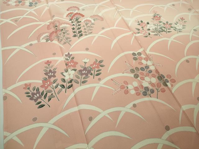 平和屋着物＊極上　夏物　訪問着　絽　刺繍　秋草　露芝文　洗柿色地　暈し染め　銀彩　逸品　未使用　DZAB9696kh6