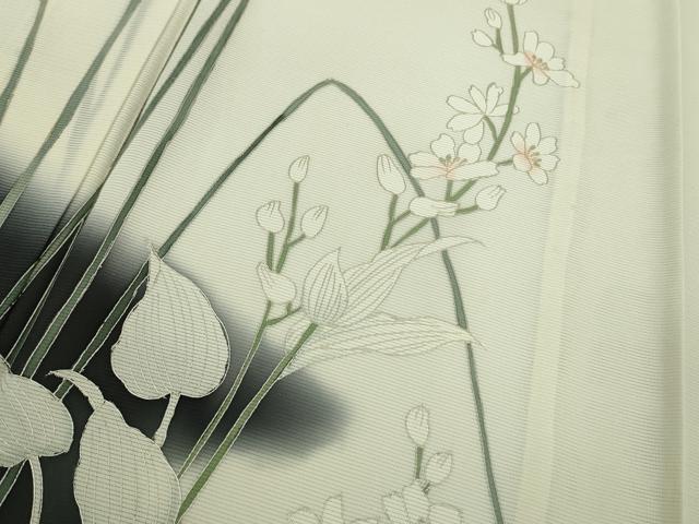 平和屋着物＊極上　夏物　訪問着　絽　草花文　暈し染め　銀彩　逸品　未使用　DZAB9698kh6