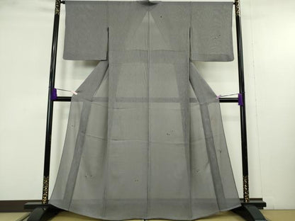 平和屋着物＊極上　夏物　世界的人形師　辻村寿三郎　ジュサブロー　訪問着　紗　両面染　舞桜　灰色地　金彩　逸品　DZAB9700kh6