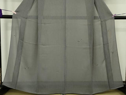 平和屋着物＊極上　夏物　世界的人形師　辻村寿三郎　ジュサブロー　訪問着　紗　両面染　舞桜　灰色地　金彩　逸品　DZAB9700kh6