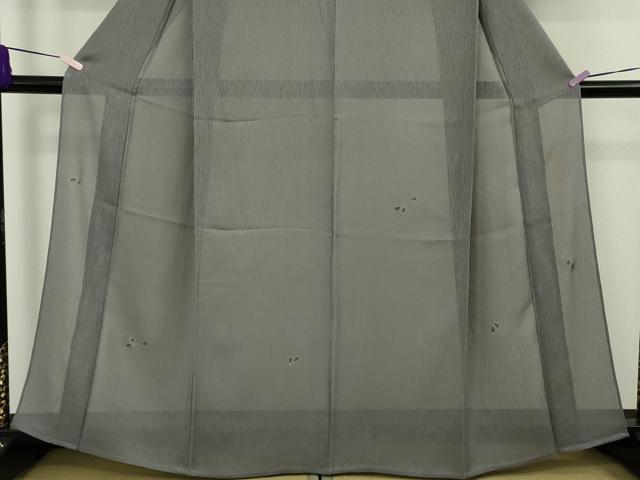 平和屋着物＊極上　夏物　世界的人形師　辻村寿三郎　ジュサブロー　訪問着　紗　両面染　舞桜　灰色地　金彩　逸品　DZAB9700kh6