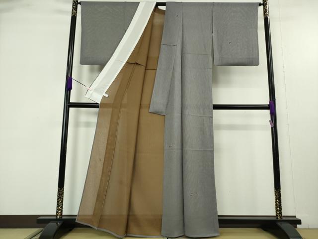 平和屋着物＊極上　夏物　世界的人形師　辻村寿三郎　ジュサブロー　訪問着　紗　両面染　舞桜　灰色地　金彩　逸品　DZAB9700kh6