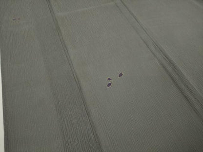平和屋着物＊極上　夏物　世界的人形師　辻村寿三郎　ジュサブロー　訪問着　紗　両面染　舞桜　灰色地　金彩　逸品　DZAB9700kh6
